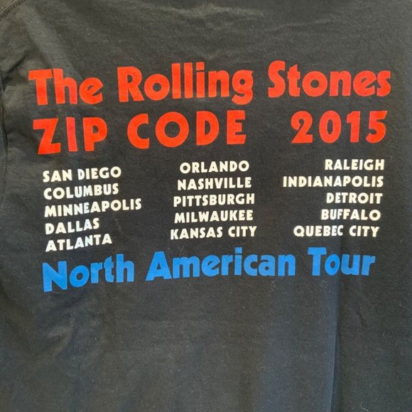 THE ROLLING STONES 2015 Zip Code North American Concert Tour T SHIRT Mens Small - Picture 4 of 6